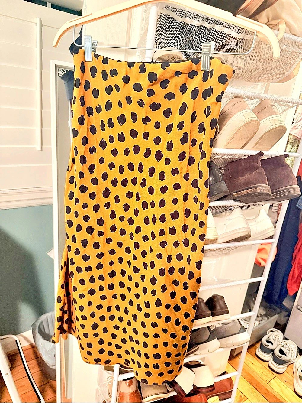 Madewell Midi Slip Skirt in Painted Spots Orange & Black